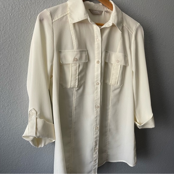 Coral Bay Woman’s Button Down Cream Blouse Small - Picture 5 of 10